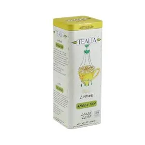 Tealia Limone green tea loose leaf 100g premium lemon flavored tin