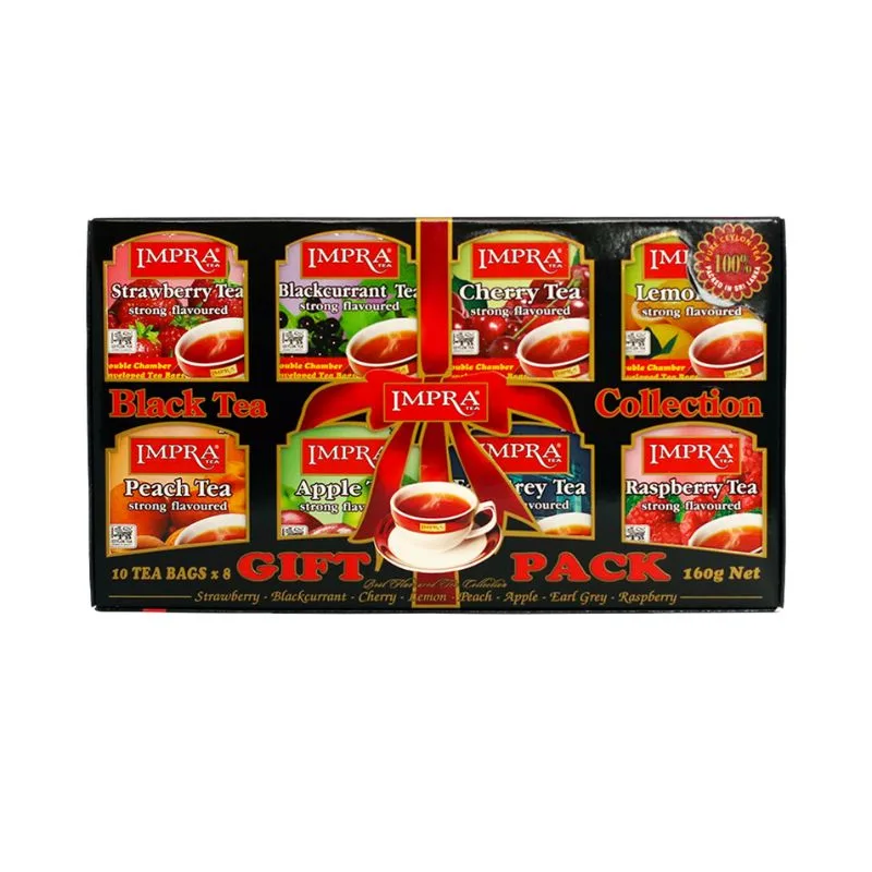 Impra Ceylon black tea assortment 8 Flavours 160g gift pack with 80 enveloped tea bags