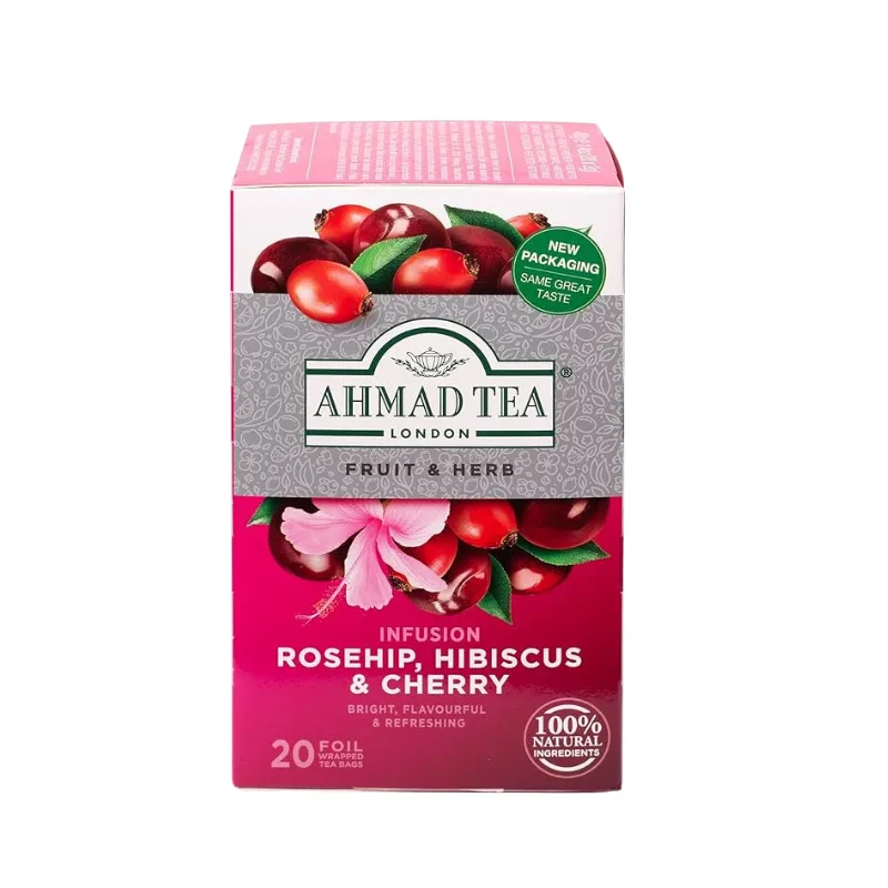 Ahmad Tea Rosehip, Hibiscus & Cherry Infusion - 20 Foil Wrapped Tea Bags